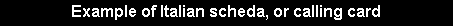 Example of Italian scheda, or calling card